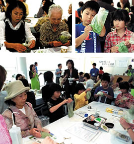 Participants seriously try making soap