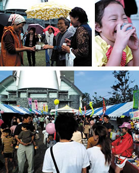 Many visitors in grass garden every day